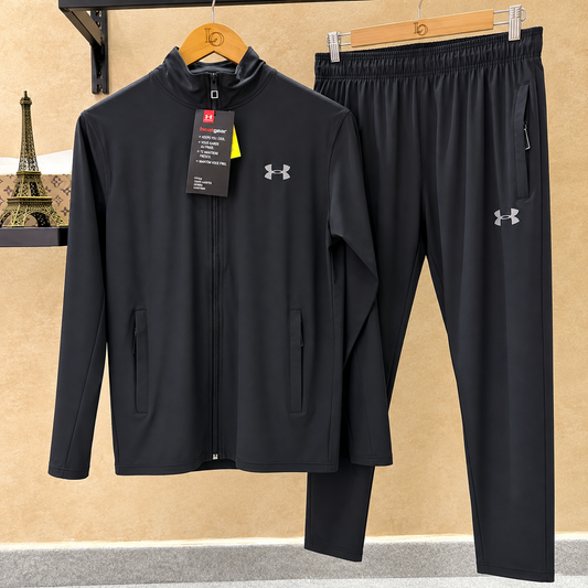 Men’s Premium Tracksuit – Black & Navy Blue 2-Piece Sportswear Set