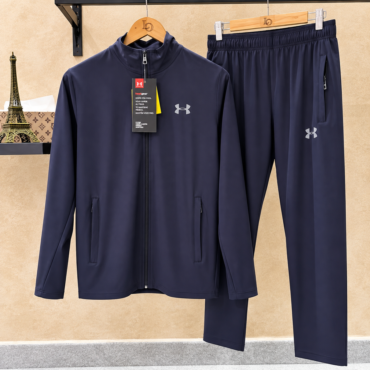 Men’s Premium Tracksuit – Black & Navy Blue 2-Piece Sportswear Set